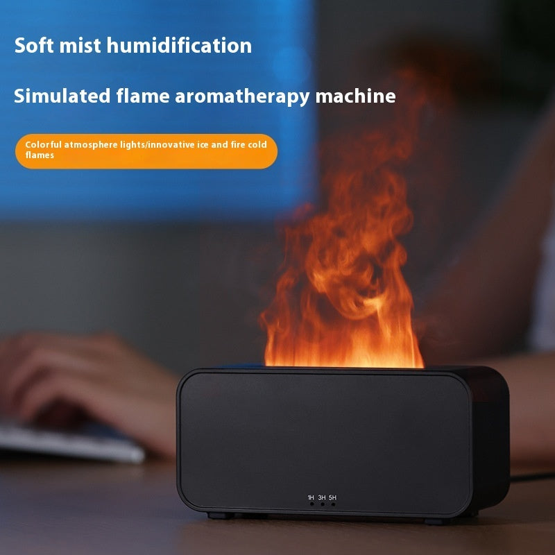 USB Flame Humidifier & Aromatherapy Diffuser - Timing Simulation, Cool Mist Spray for Home & Office